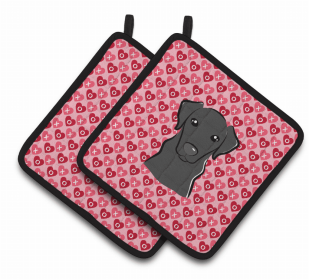 Labrador Retriever 1 XOXO Hearts Pair of Potholders