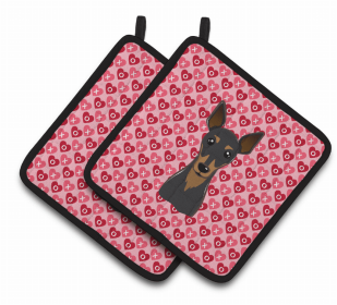 Min Pin 2 XOXO Hearts Pair of Potholders