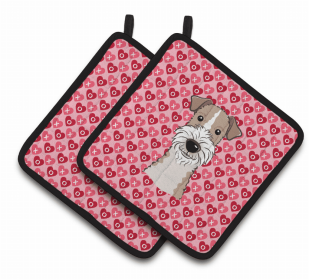 Wire Fox Terrier XOXO Hearts Pair of Potholders