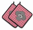 Poodle 3 XOXO Hearts Pair of Potholders