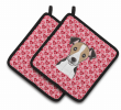 Jack Russell Terrier 1 XOXO Hearts Pair of Potholders