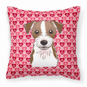 Jack Russell Terrier XOXO Hearts Fabric Decorative Pillow