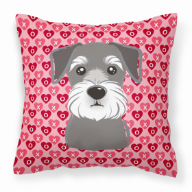 Schnauzer XOXO Hearts Fabric Decorative Pillow