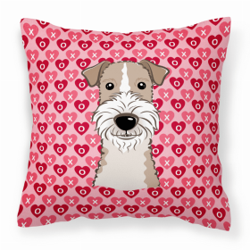 Wire Fox Terrier XOXO Hearts Fabric Decorative Pillow