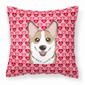 Corgi XOXO Hearts Fabric Decorative Pillow