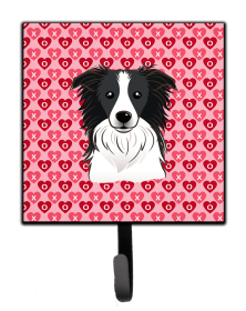 Border Collie Valentine's Day Leash or Key Holder
