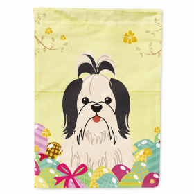 Shih Tzu - Black and White - Easter Egg Hunt House Flag