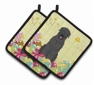 Black Russian Terrier Easter Eggs Pair of Potholders