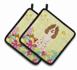 Russian Spaniel Easter Eggs Pair of Potholders