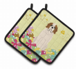 Saint Bernard Easter Eggs Pair of Potholders