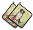 Bernese Mountain Dog Easter Eggs Pair of Potholders