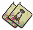Greater Swiss Mountain Dog Easter Eggs Pair of Potholders