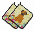 Border Terrier Easter Eggs Pair of Potholders
