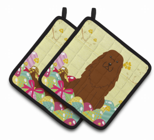 Caucasian Shepherd Easter Eggs Pair of Potholders
