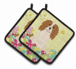 Cavalier King Charles Spaniel Easter Eggs Pair of Potholders