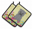 Glen of Imaal Terrier - Grey - Easter Eggs Pair of Potholders