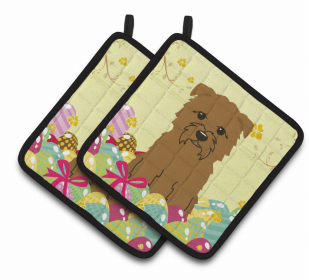 Glen of Imaal Terrier - Tan - Easter Eggs Pair of Potholders