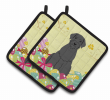Giant Schnauzer Easter Eggs Pair of Potholders
