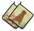 Dogue de Bourdeaux Easter Eggs Pair of Potholders