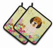 Petit Basset Griffon Vendeen Easter Eggs Pair of Potholders