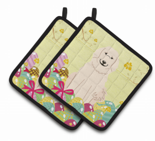 Great Pyrenees Easter Eggs Pair of Potholders
