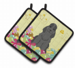 Cocker Spaniel - Black - Easter Eggs Pair of Potholders