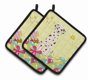 Dalmatian Easter Eggs Pair of Potholders
