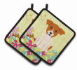 Jack Russell Terrier Easter Eggs Pair of Potholders