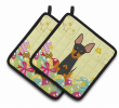 Toy Fox Terrier Easter Eggs Pair of Potholders