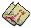 English Foxhound Easter Eggs Pair of Potholders