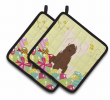 Chinese Crested - Cream - Easter Eggs Pair of Potholders