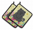 Chow Chow - Black - Easter Eggs Pair of Potholders