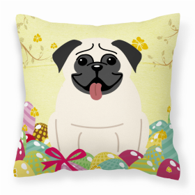 Pug - Cream Easter Eggs Decorative Pillow