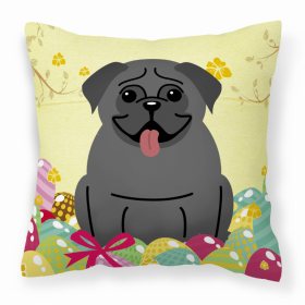 Pug - Black Easter Eggs Decorative Pillow