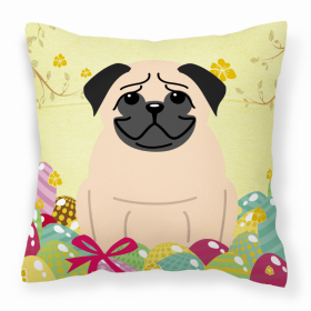 Pug - Fawn Easter Eggs Decorative Pillow
