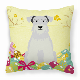 Miniature Schnauzer - White - Easter Eggs Design Decorative Pillow