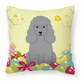 Poodle - Silver Easter Eggs Decorative Pillow