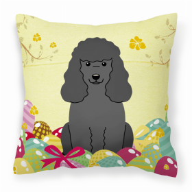 Poodle - Black Easter Eggs Decorative Pillow