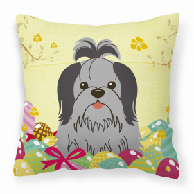 Shih Tzu - Black and Silver Easter Eggs Decorative Pillow