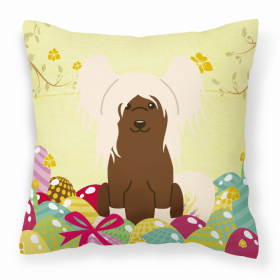 Chinese Crested - Cream Easter Eggs Decorative Pillow