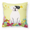 Boxer - White Cooper - Easter Eggs Decorative Pillow