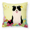 Border Collie - Black and White - Easter Eggs Decorative Pillow