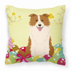 Border Collie - Red and White - Easter Eggs Decorative Pillow