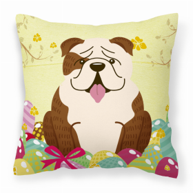 Bulldog - Brindle and White Easter Eggs Decorative Pillow