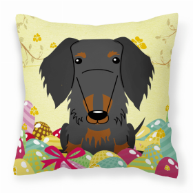 Dachshund - Wire - Black and Tan Easter Eggs Decorative Pillow