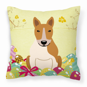 Bull Terrier - Red and White Easter Eggs Decorative Pillow