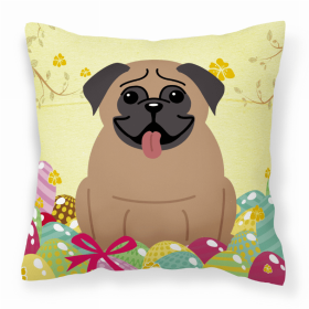 Pug - Dark Brown 2 Easter Eggs Decorative Pillow