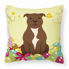 Staffordshire Bull Terrier - Chocolate 2 Easter Eggs Decorative Pillow