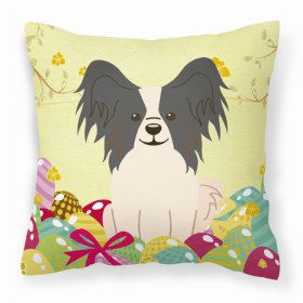 Papillon - Black and White 2 Easter Eggs Decorative Pillow