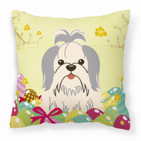 Shih Tzu - Silver and White 2 Easter Eggs Decorative Pillow